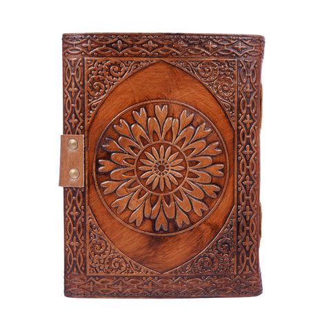 Ouija/Spirit Board Planchette Embossed Leather Journal – 6x8 Handmade Vintage Notebook