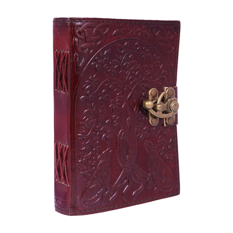 Wolves with Tree of Life Leather Embossed Journal