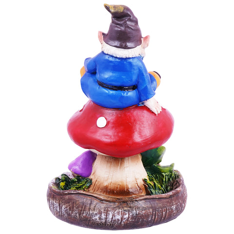 Gnome on a Mushroom Backflow Incense Burner – 7 Inch Decorative Incense Holder