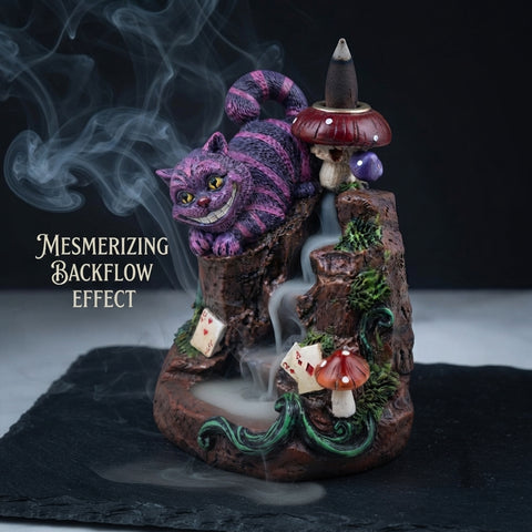 Cheshire Cat Backflow Incense Burner – Decorative Backflow Incense Cone Holder with Detailed Cat Design