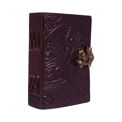Embossed Leather Journal – 3.5 x 5 Inch Red Handmade Notebook