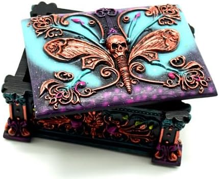 Death Moth Trinket Box – 5 x 4.5 x 2.5 Inch Hand-Painted Cold Cast Resin