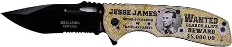 Jesse James Folding Pocket Knife Wanted Dead or Alive - 4.75" Blade Trendy Zone 21