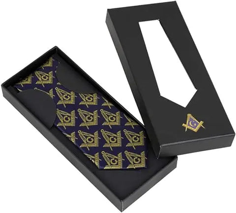 Men's Masonic Compass & Square Logo Necktie Trendy Zone 21