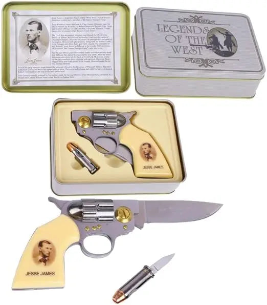 Jesse James Folding Knife, 2-in-1 Collectable Tin Box Set Trendy Zone 21