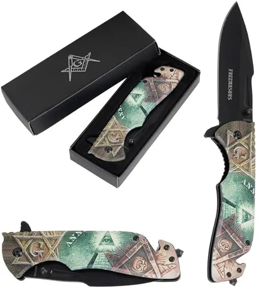 Freemason Masonic Eye of Providence Pocket Knife 5" Blade Trendy Zone 21