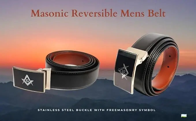 Masonic Men's Reversible Belt (Black & Tan) - Waist Size 40" & Under Trendy Zone 21