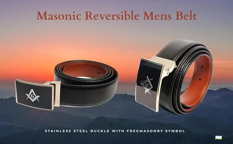 Masonic Men's Reversible Belt (Black & Tan) - Waist Size 40" & Under Trendy Zone 21