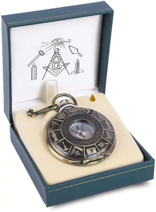 Masonic Compass/Square See-Through Pocket Watch Trendy Zone 21