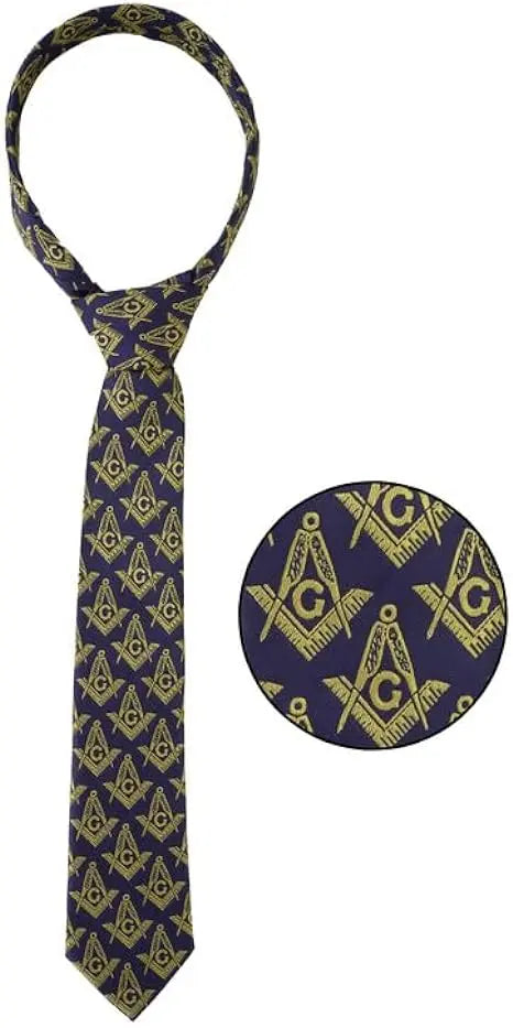 Men's Masonic Compass & Square Logo Necktie Trendy Zone 21