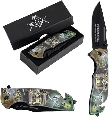 Freemason Masonic Pocket Knife 5" Blade Trendy Zone 21