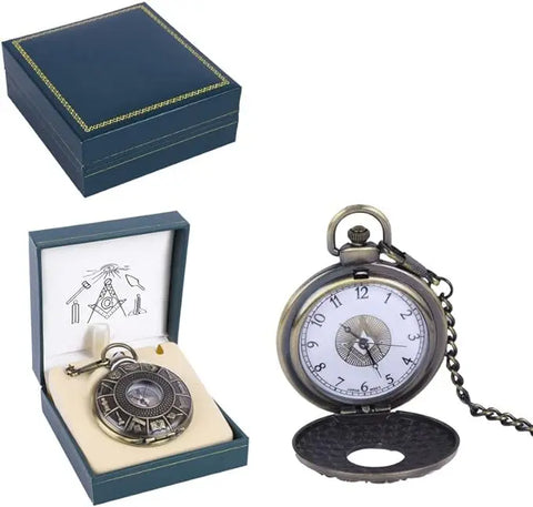 Masonic Compass/Square See-Through Pocket Watch Trendy Zone 21