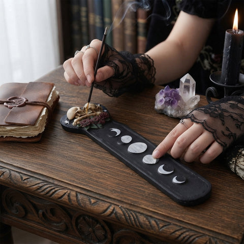 Skulls Heart Moons Boat Incense Burner – Decorative Stick Incense Holder