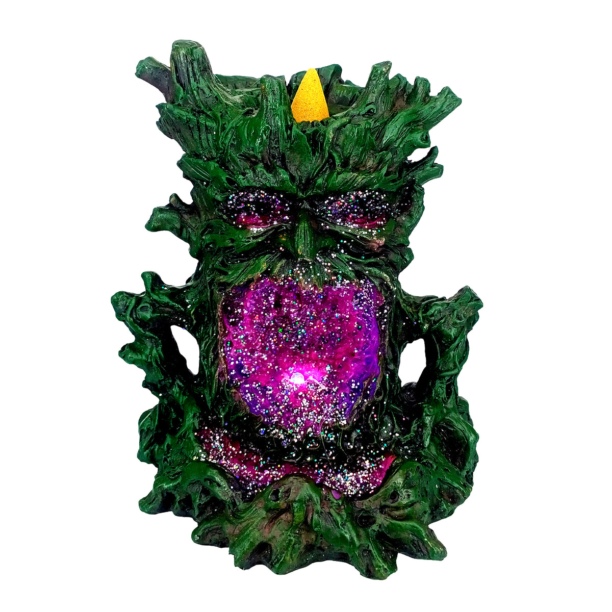Tree Man Backflow Cone Incense Burner LED Eyes 6.5" for Meditation Home Décor
