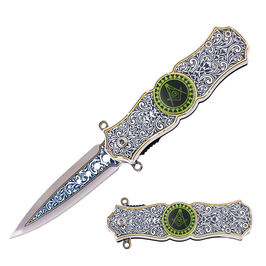 Masonic Folding Knife with Fidget Spinner, Crafted, Durable Tool with Engraved Masonic Emblems for Everyday Use, Ceremonial Purposes, & Collectors – Symbolizing Tradition & Craftsmanship Practical Design (Camo) Trendy Zone 21