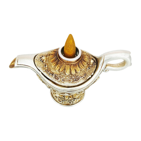 Magic Lamp Backflow Incense Burner – Decorative Genie Lamp Incense Cone Holder