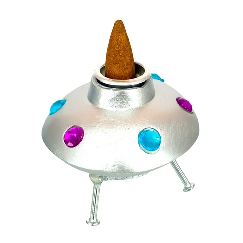 Space Ship Backflow Incense Burner 2" for Relaxation & Sci-Fi Home Décor