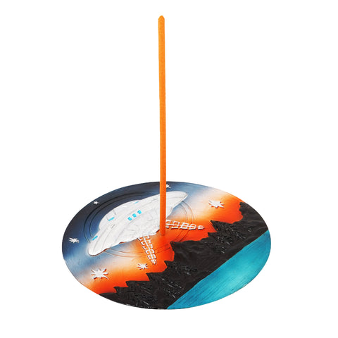 UFO Incense Burner – 5 Inch Hand-Painted Cold Cast Resin Holder for Stick Incense