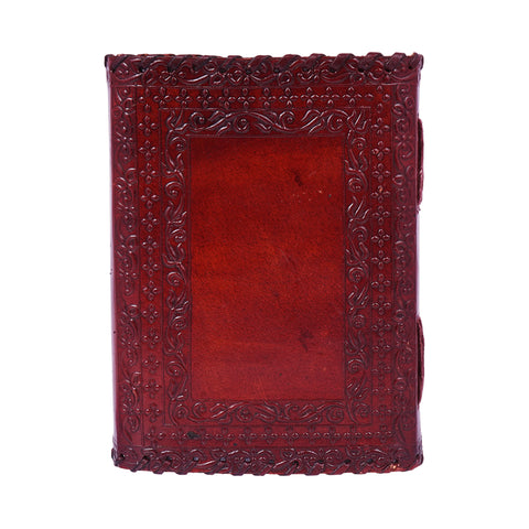 Stitched Lock and Key Embossed Leather Journal – 5 x 7 Inch Multicolor Handmade Leather Notebook with Lock & Key