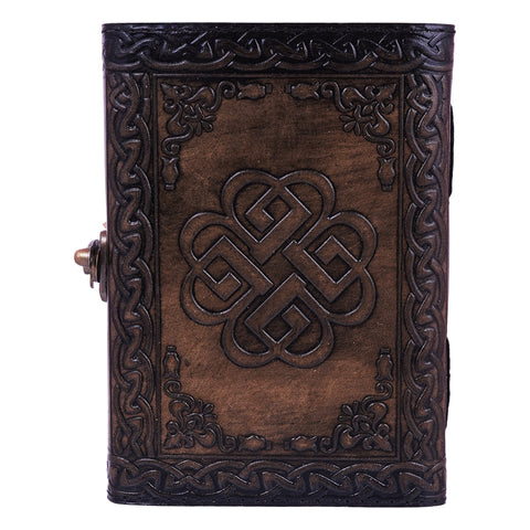 Who Goes There? Dragon Holding Lantern Embossed Leather Journal - 5x7 Handmade Notebook