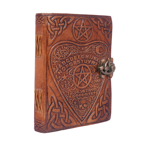 Ouija/Spirit Board Planchette Embossed Leather Journal – 6x8 Handmade Vintage Notebook