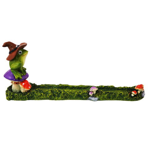Whimsical Magical Frog Incense Burner – 10 x 1 Inch Hand-Painted Cold Cast Resin