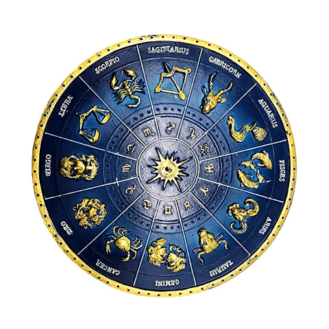 Round Starsign Zodiac Incense Burner – 6.5 Inch Polyresin Burner in Blue & Gold