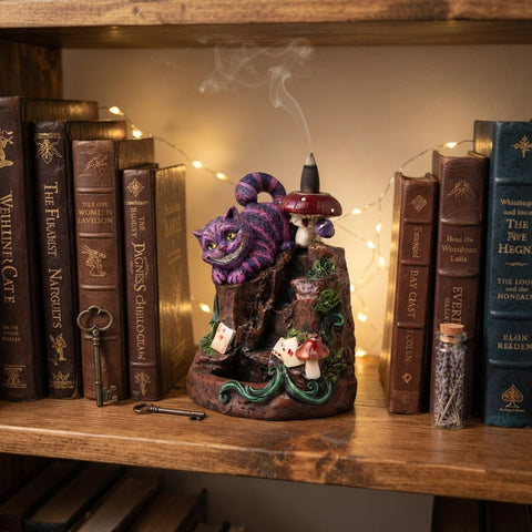 Cheshire Cat Backflow Incense Burner – Decorative Backflow Incense Cone Holder with Detailed Cat Design