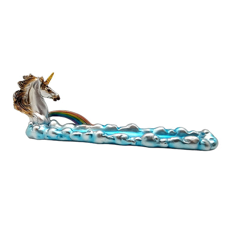 Unicorn Boat Incense Burner – 12 Inch Multicolor Hand-Painted Cold Cast Resin