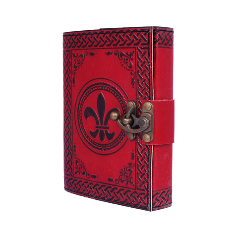 Embossed Leather Journal – 5x7 Inch Red Handmade Notebook