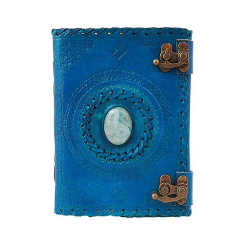 Blue Embossed Leather Journal – Handcrafted Leather Bound Notebook