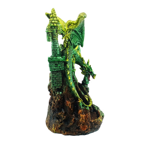 Green Dragon Backflow Incense Burner with LED 7.5" for Meditation & Home Décor