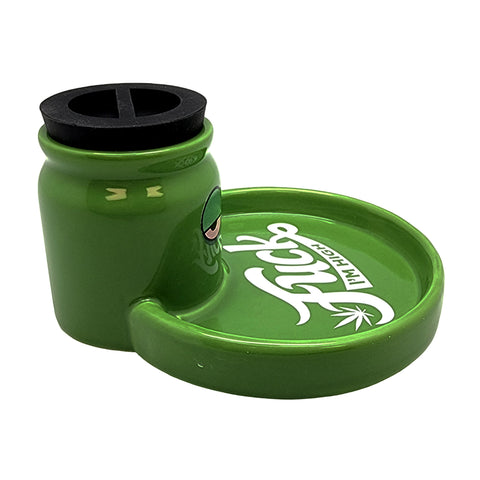 Ceramic 2-in-1 Ashtray with Stash Jar – 5 x 3 Inch Novelty Desk Organizer