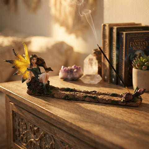 Fairy with Lilacs Incense Burner – Hand-Painted Cold Cast Resin