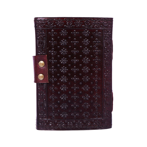 Embossed Leather Journal – 3.5 x 5 Inch Red Handmade Notebook