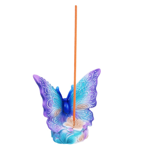 Butterfly Incense Burner – 5 x 4 x 2.25 Inch Hand-Painted Cold Cast Resin