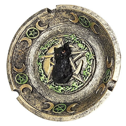Black Cat Pentagram Polyresin Ashtray