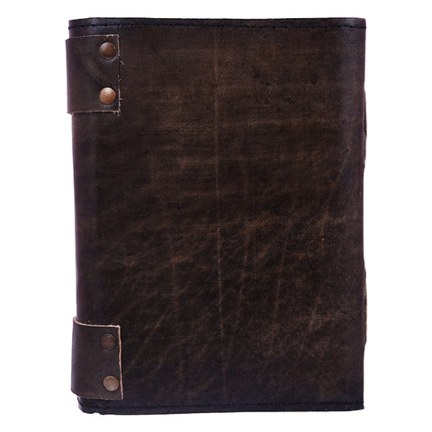 Pentagram Embossed Leather Journal with Metal Closure – 5 x 7 Inch Vintage Leather Notebook