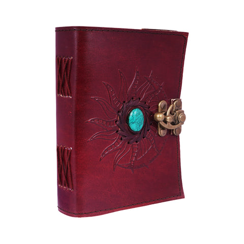 Sun Moon Leather Embossed Journal 5x7 – Handmade Vintage Leather Notebook