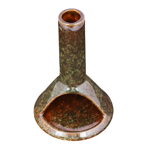 Olive Green Ceramic Chimney Cone Incense Burner – 6 Inch Tall Decorative Holder