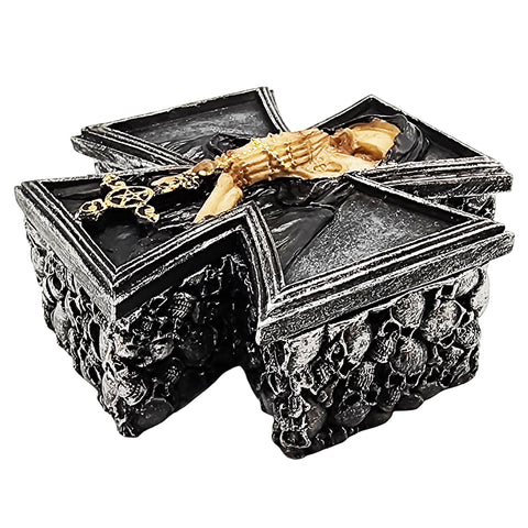 Skull Cross Box – 5.5 x 3.5 x 2 Inch Gothic Storage Trinket Box