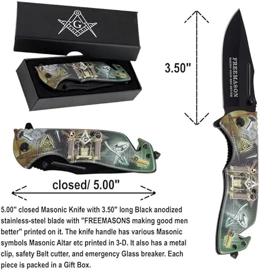 Freemason Masonic Pocket Knife 5" Blade Trendy Zone 21