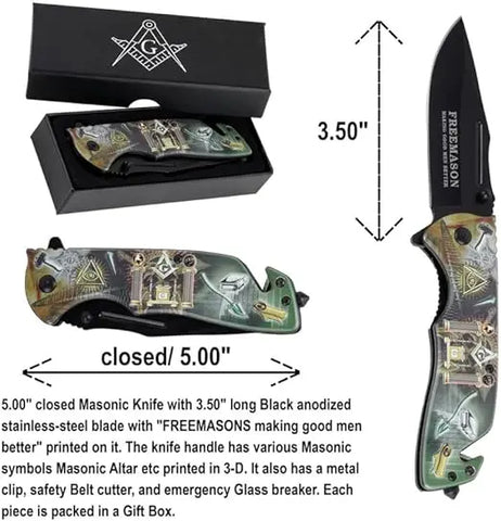 Freemason Masonic Pocket Knife 5" Blade Trendy Zone 21