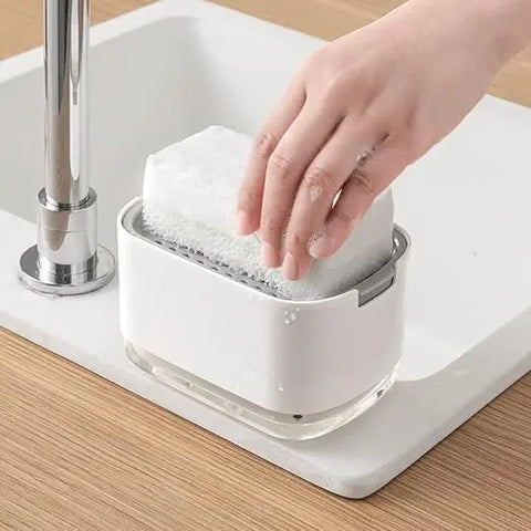 Soap Dispenser, 2-in-1 Pump, Sponge Included - White Trendy Zone 21