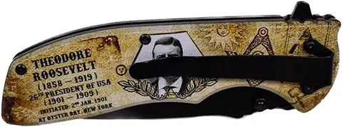 President Theodore Roosevelt Masonic Folding Pocket Knife, 4.75" Blade Trendy Zone 21