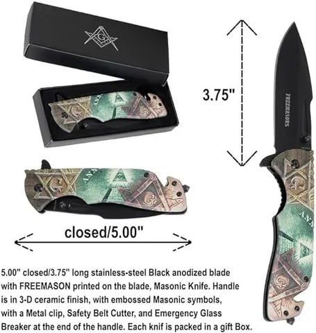 Freemason Masonic Eye of Providence Pocket Knife 5" Blade Trendy Zone 21