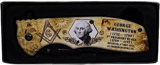 President George Washington Masonic Folding Pocket Knife, 4.75" Blade Trendy Zone 21