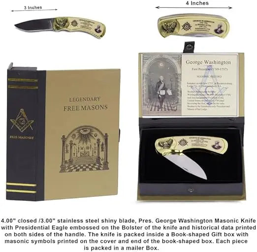 US President George Washington Freemason Masonic Knife Set Trendy Zone 21