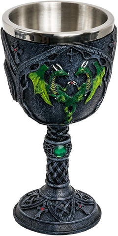 Mythical Green Dragon Goblet – Celtic Fantasy Chalice Mug with Stainless Steel Insert for Home Décor & Collectors