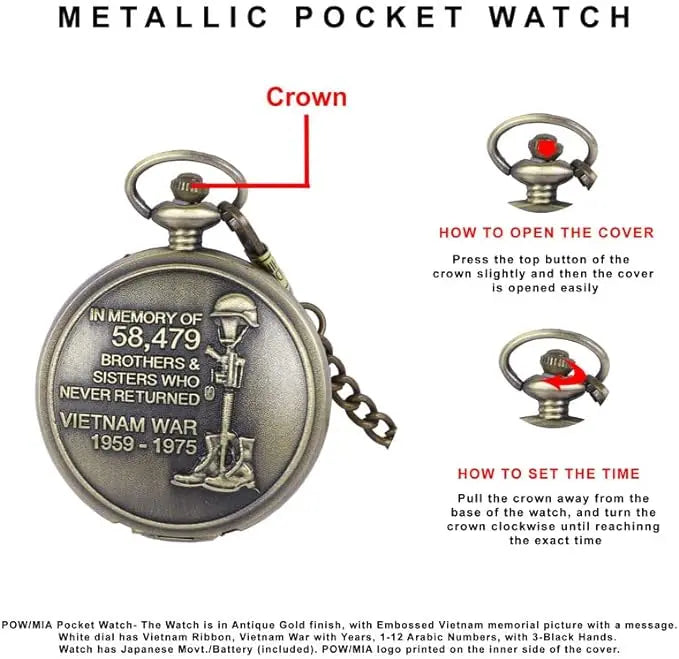 POW/MIA Vietnam War Pocket Watch Trendy Zone 21